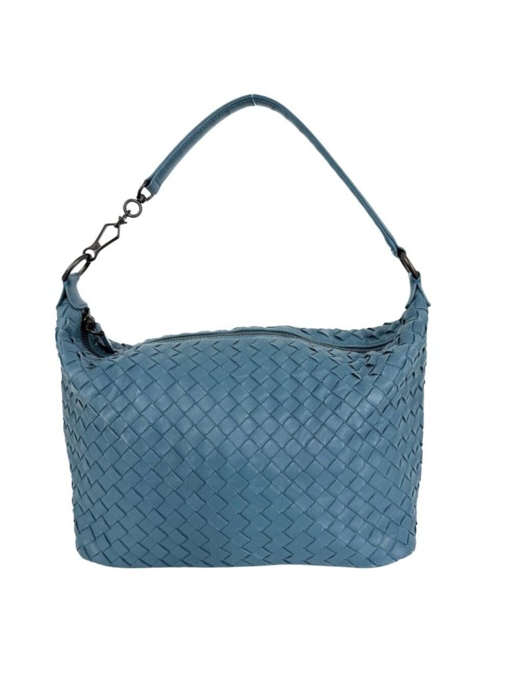Bottega Veneta Handbag Intrecciato One Shoulder Turquoise Leather Blue Black